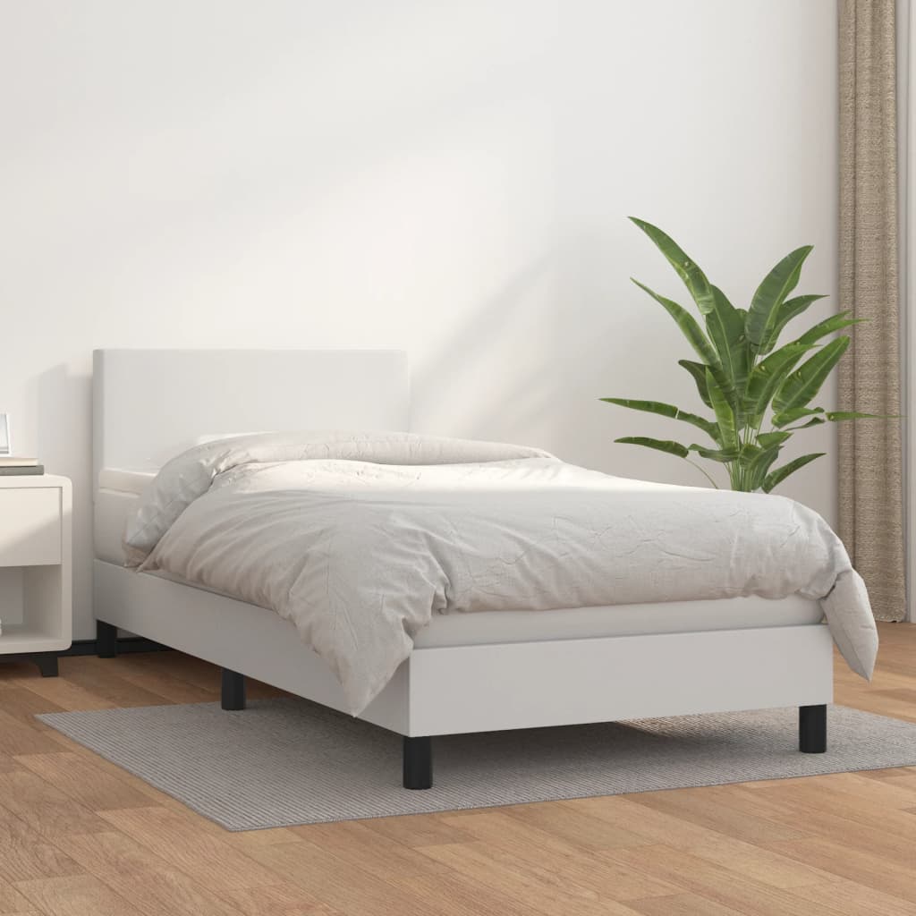 Boxspringbett Mit Matratze Kunstleder Weiß