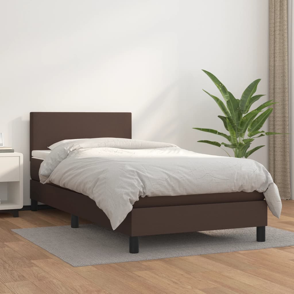 Boxspringbett Mit Matratze Kunstleder Braun