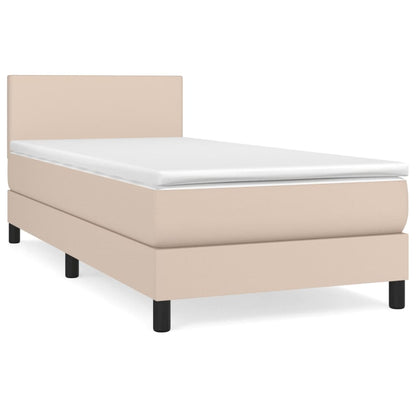 Boxspringbett Mit Matratze -Braun 90X200Cm Kunstleder Cappuccino
