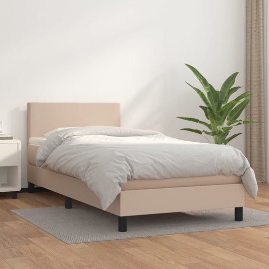 Boxspringbett Mit Matratze -Braun 90X200Cm Kunstleder Cappuccino