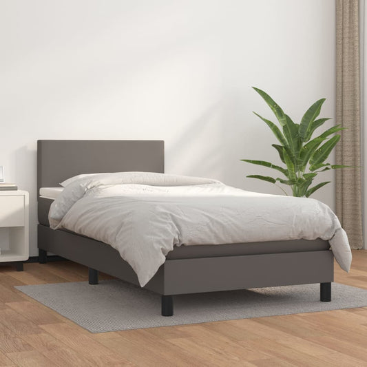 Boxspringbett Mit Matratze Kunstleder Grau