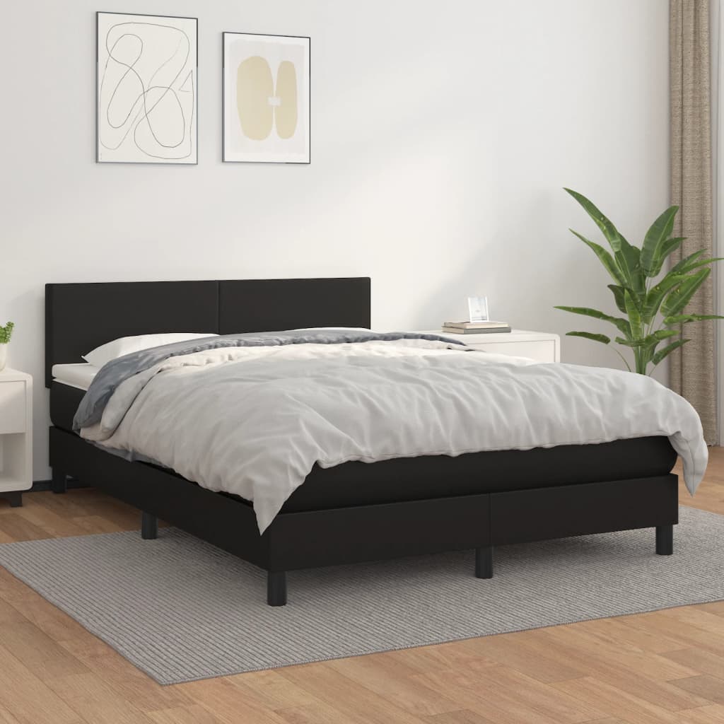 Boxspringbett Mit Matratze Kunstleder Schwarz