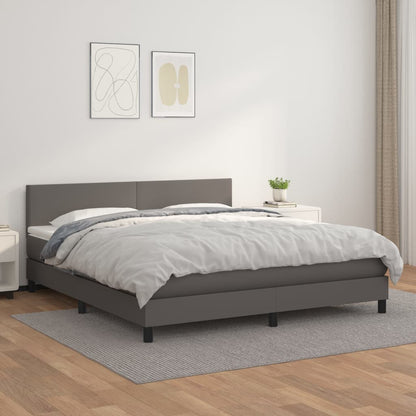 Boxspringbett Mit Matratze Kunstleder Grau