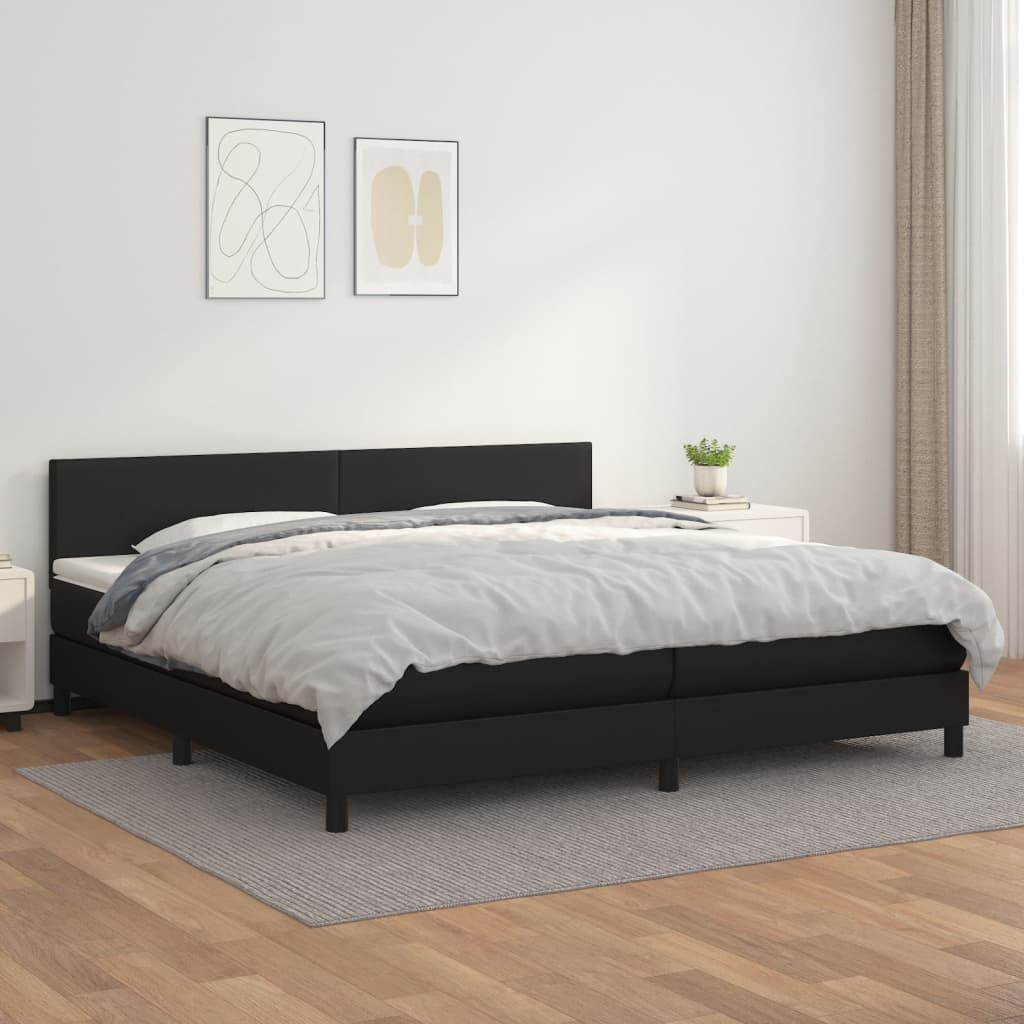 Boxspringbett Mit Matratze Kunstleder Schwarz