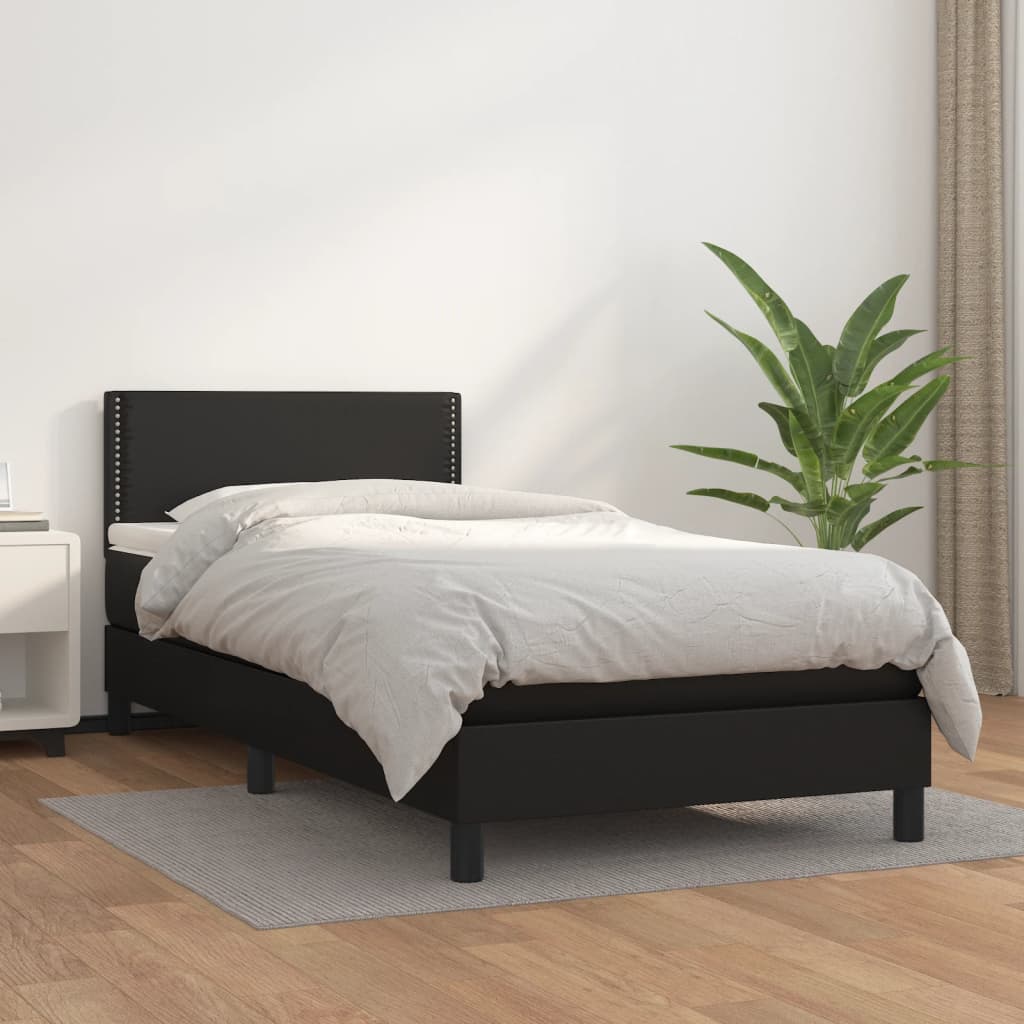 Boxspringbett Mit Matratze Kunstleder Schwarz