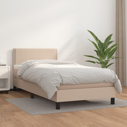 Boxspringbett Mit Matratze -Braun 90X200Cm Kunstleder Cappuccino