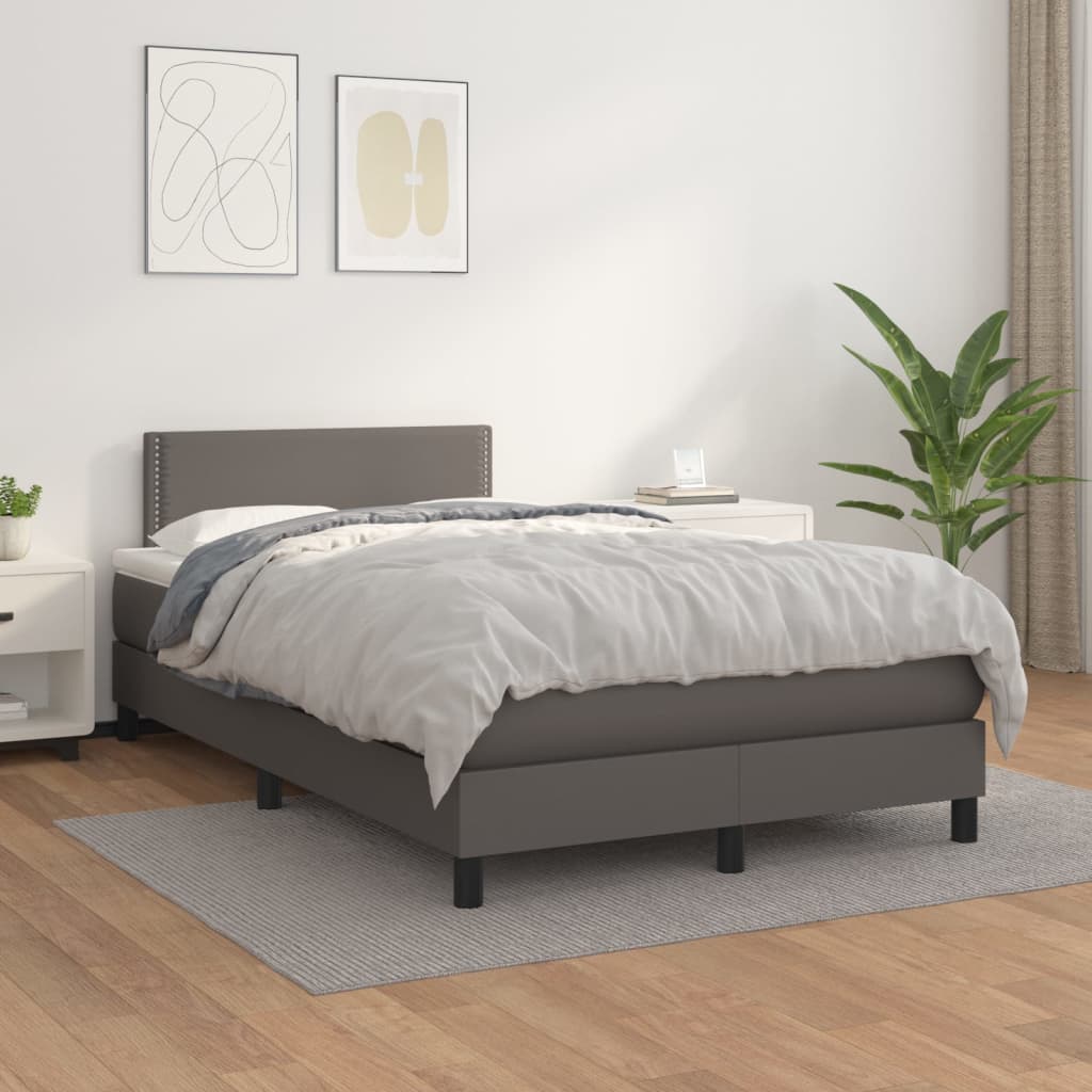 Boxspringbett Mit Matratze Kunstleder Grau