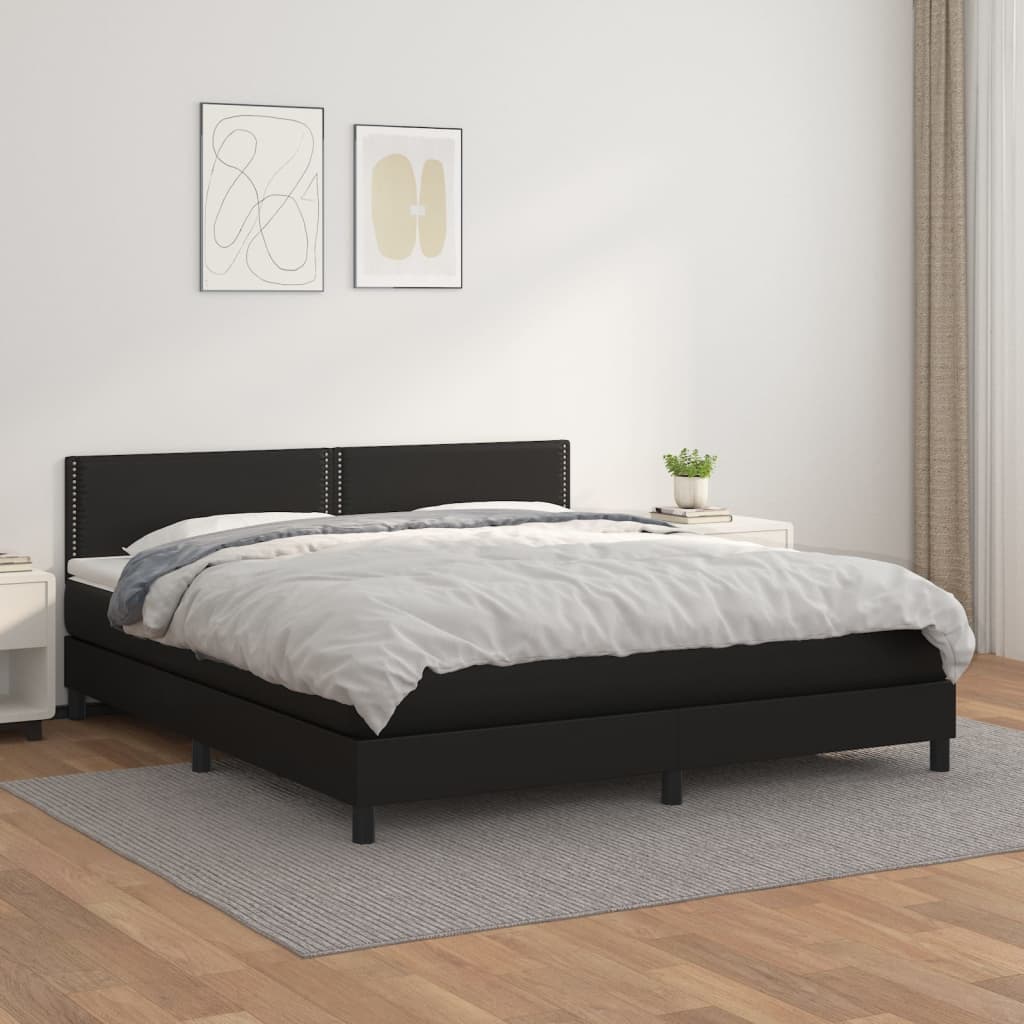 Boxspringbett Mit Matratze Kunstleder Schwarz
