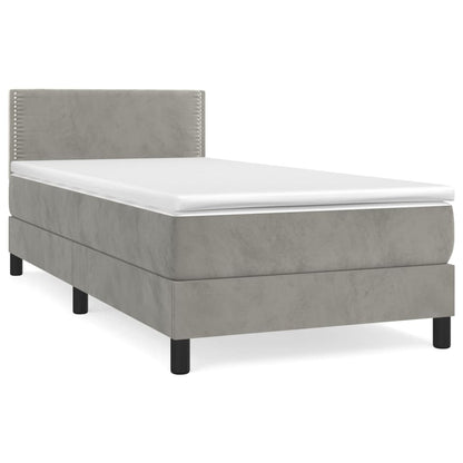 Boxspringbett Mit Matratze Samt Hellgrau