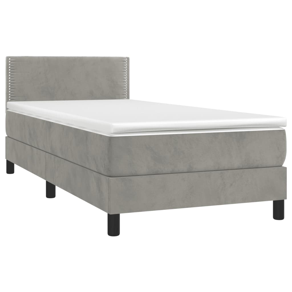 Boxspringbett Mit Matratze Samt Hellgrau