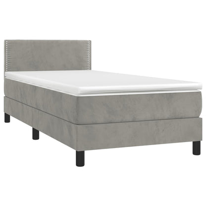 Boxspringbett Mit Matratze Samt Hellgrau