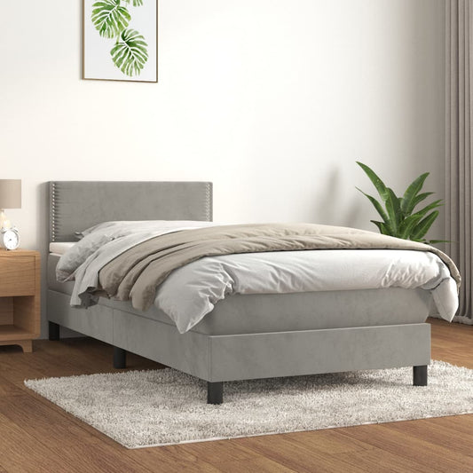 Boxspringbett Mit Matratze Samt Hellgrau