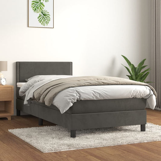 Boxspringbett Mit Matratze Samt Dunkelgrau
