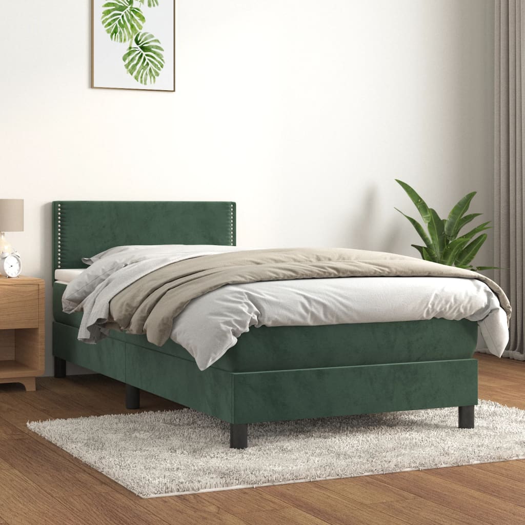 Boxspringbett Mit Matratze Samt Dunkelgrün