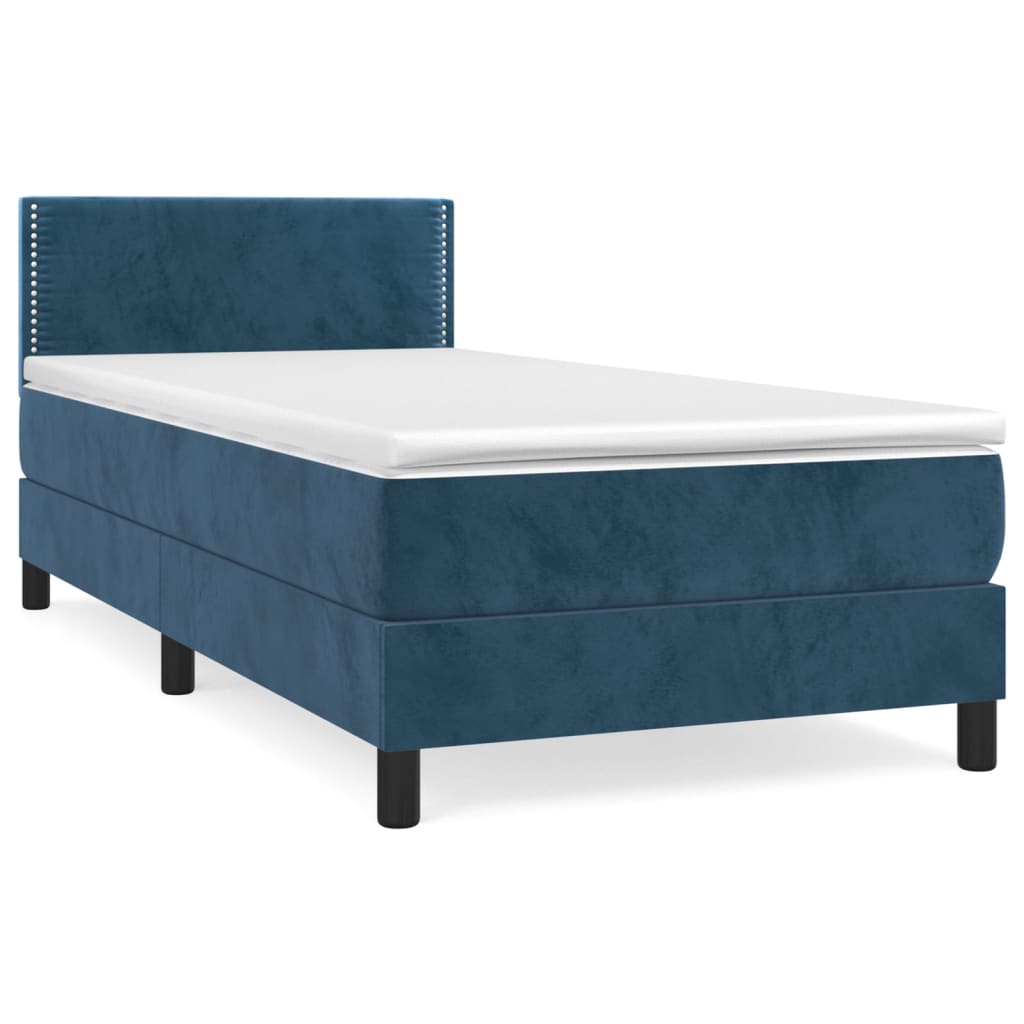 Boxspringbett Mit Matratze Samt Dunkelblau