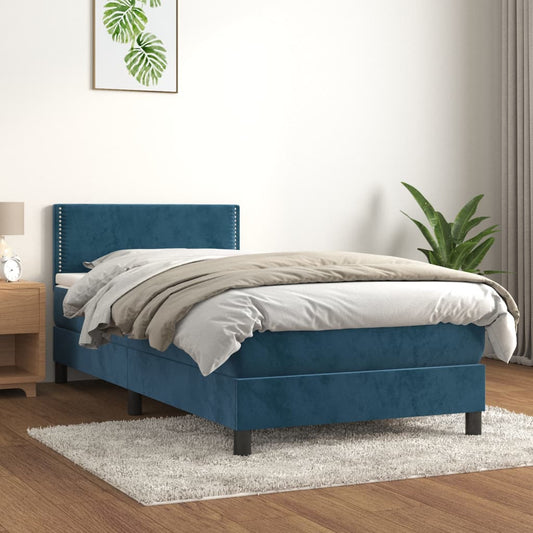 Boxspringbett Mit Matratze Samt Dunkelblau