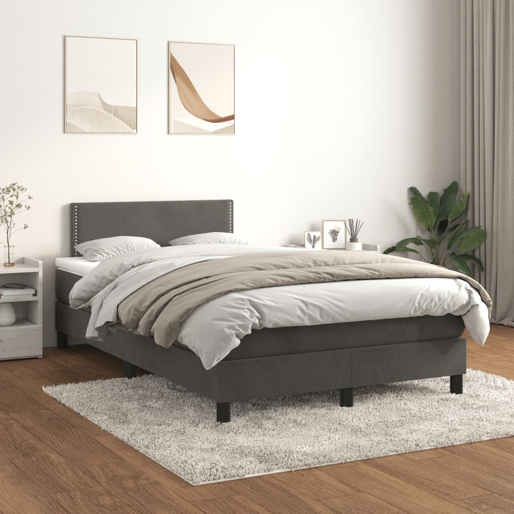 Boxspringbett Mit Matratze Samt Dunkelgrau