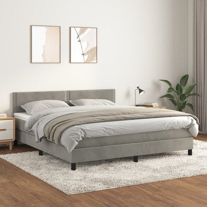 Boxspringbett Mit Matratze Samt Hellgrau