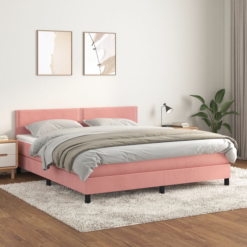 Boxspringbett Mit Matratze Samt Rosa