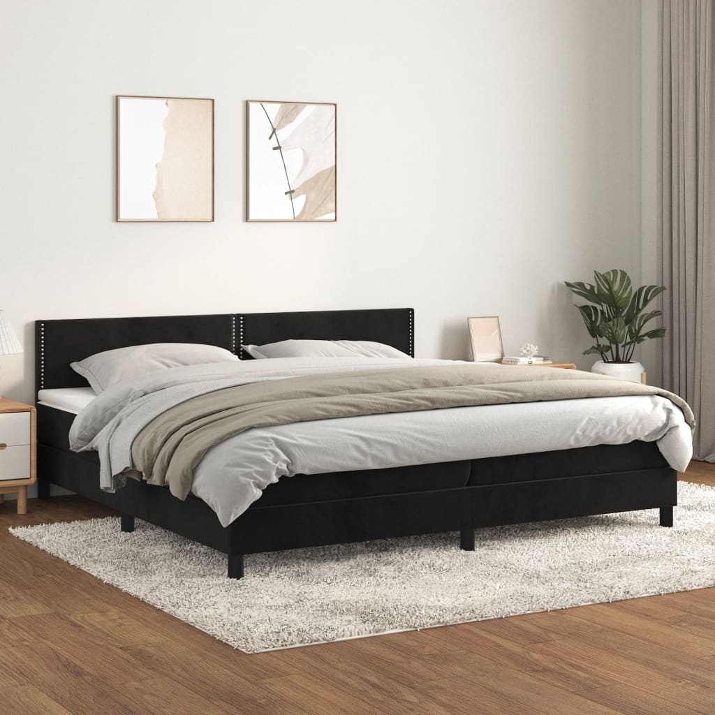 Boxspringbett Mit Matratze Samt Schwarz