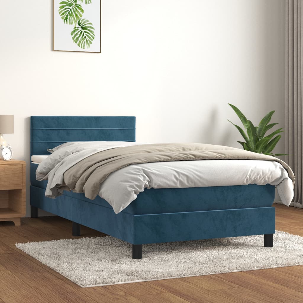 Boxspringbett Mit Matratze Samt Dunkelblau