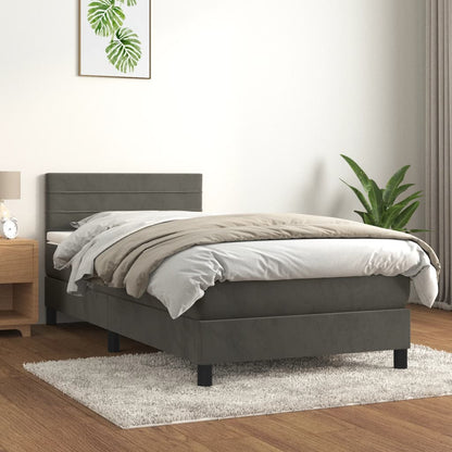 Boxspringbett Mit Matratze Samt Dunkelgrau
