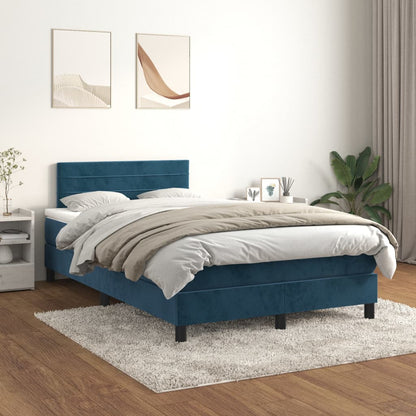 Boxspringbett Mit Matratze Samt Dunkelblau