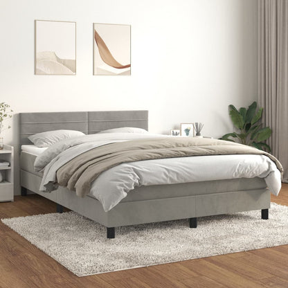 Boxspringbett Mit Matratze Samt Hellgrau