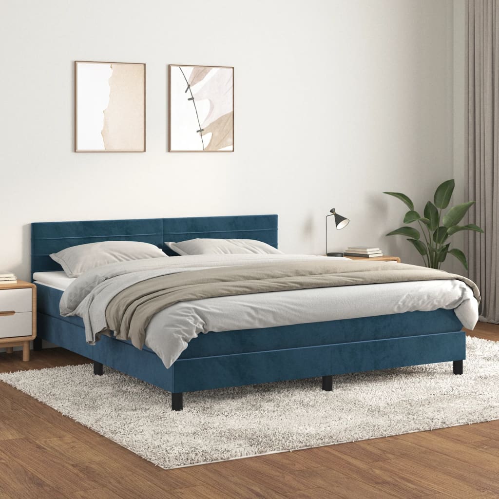 Boxspringbett Mit Matratze Samt Dunkelblau