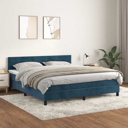 Boxspringbett Mit Matratze Samt Dunkelblau