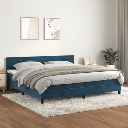Boxspringbett Mit Matratze Samt Dunkelblau