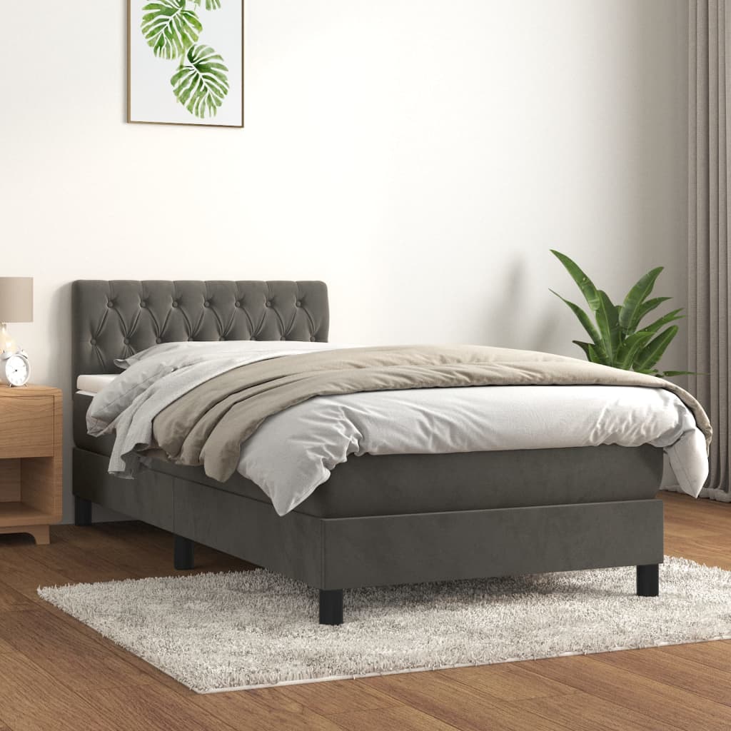 Boxspringbett Mit Matratze Samt Dunkelgrau