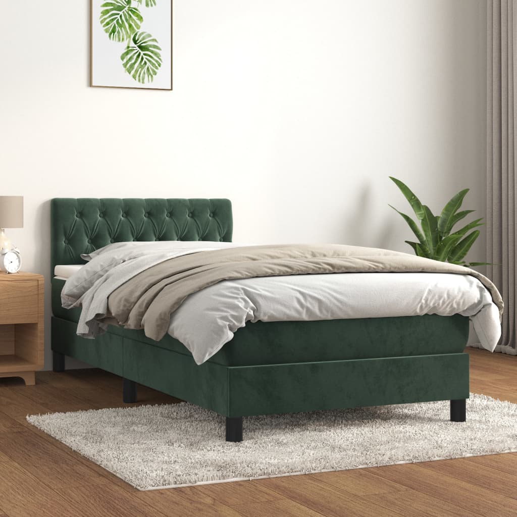 Boxspringbett Mit Matratze Samt Dunkelgrün