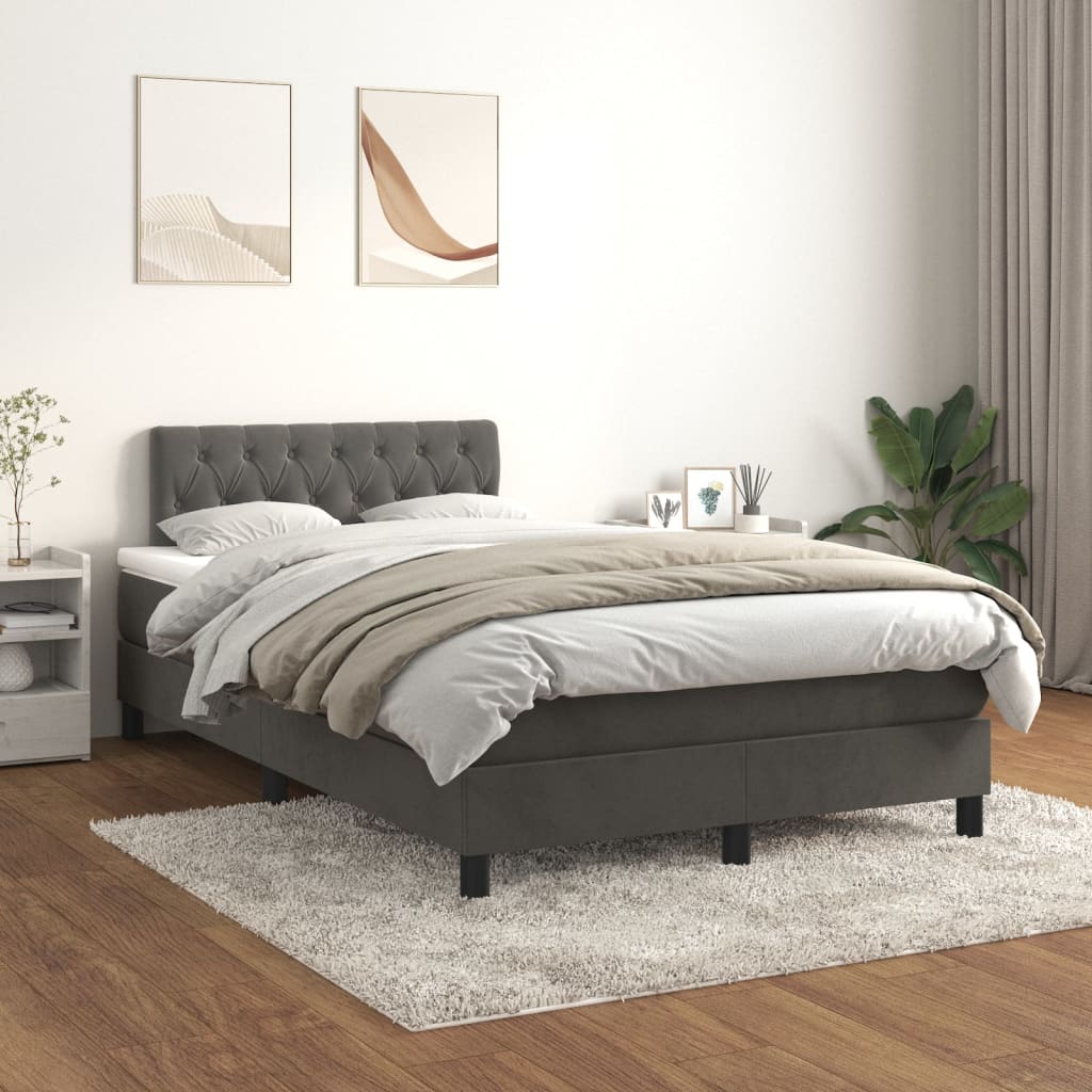 Boxspringbett Mit Matratze Samt Dunkelgrau