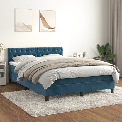 Boxspringbett Mit Matratze Samt Dunkelblau