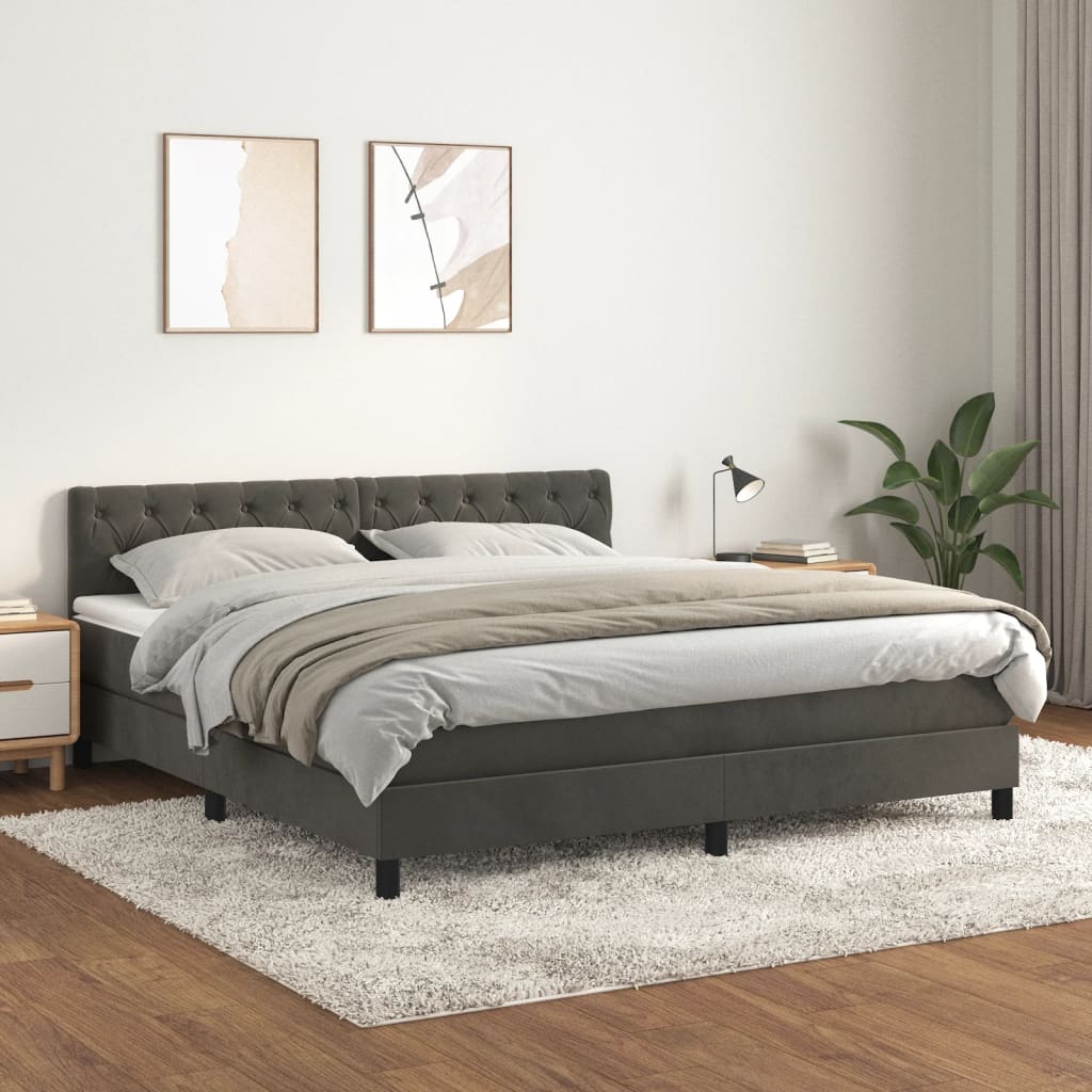 Boxspringbett Mit Matratze Samt Dunkelgrau