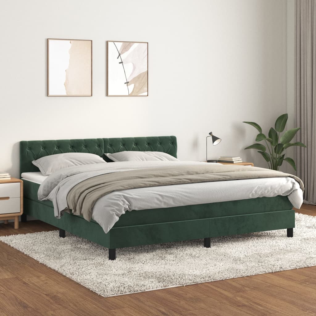 Boxspringbett Mit Matratze Samt Dunkelgrün