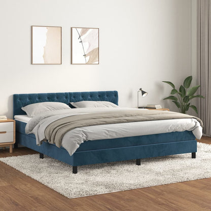 Boxspringbett Mit Matratze Samt Dunkelblau