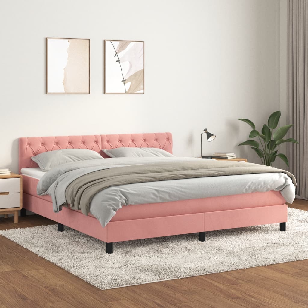 Boxspringbett Mit Matratze Samt Rosa