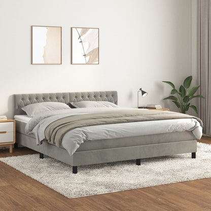 Boxspringbett Mit Matratze Samt Hellgrau
