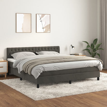 Boxspringbett Mit Matratze Samt Dunkelgrau