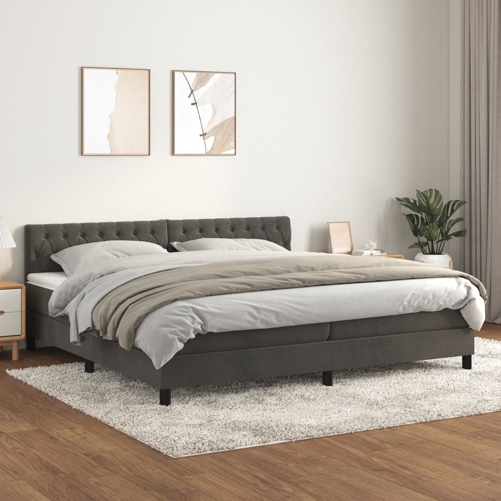 Boxspringbett Mit Matratze Samt Dunkelgrau