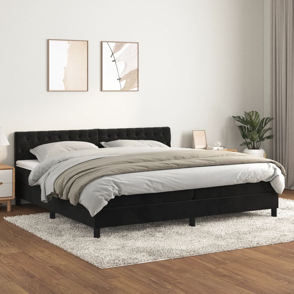 Boxspringbett Mit Matratze Samt Schwarz