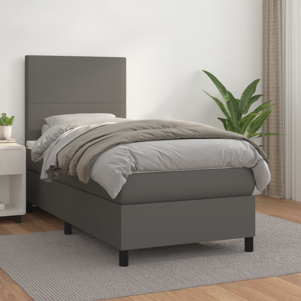 Boxspringbett Mit Matratze Kunstleder Grau