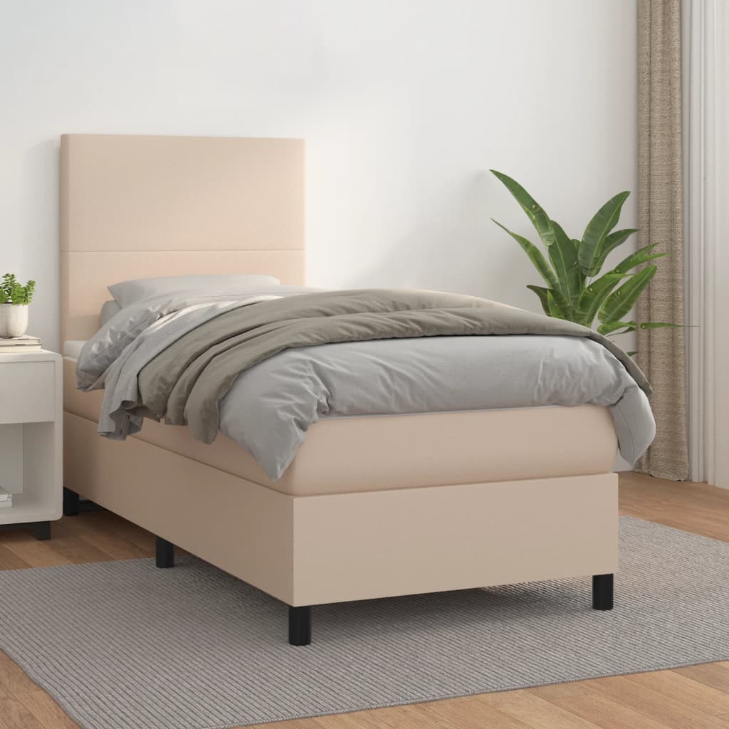 Boxspringbett Matratze -Braun 100X200Cm Kunstleder Cappuccino