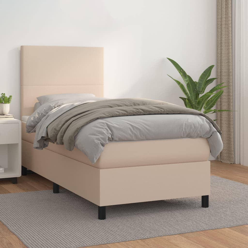 Boxspringbett Matratze -Braun 100X200Cm Kunstleder Cappuccino