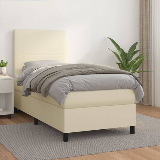 Boxspringbett Mit Matratze Kunstleder Creme