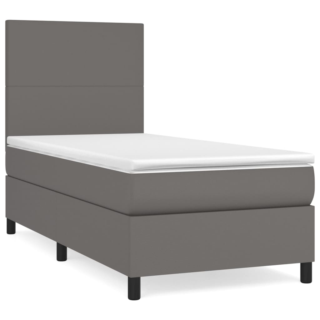 Boxspringbett Mit Matratze Kunstleder Grau