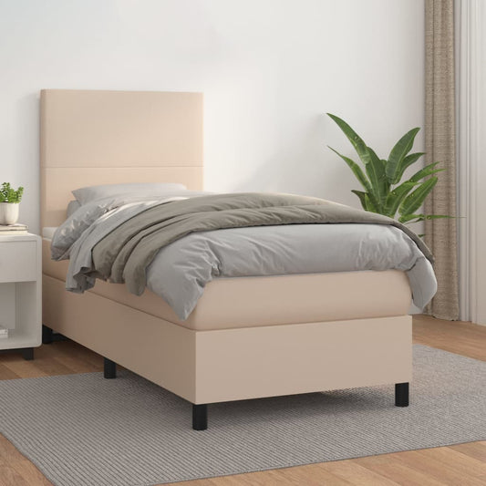 Boxspringbett Matratze -Braun 100X200Cm Kunstleder Cappuccino