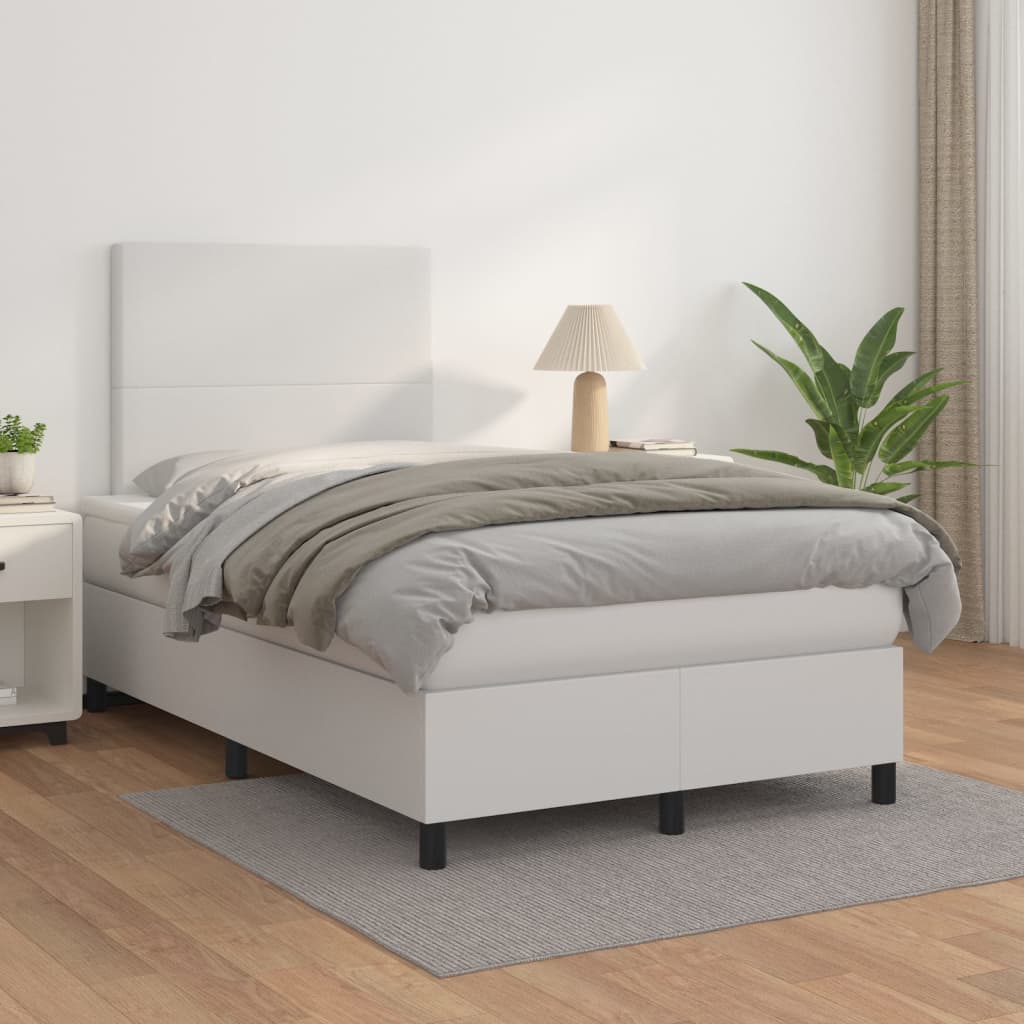 Boxspringbett Mit Matratze Kunstleder Weiß